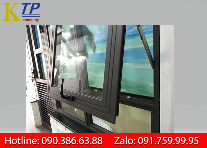 Cửa sổ nhôm xingfa mở hất màu ghi xám