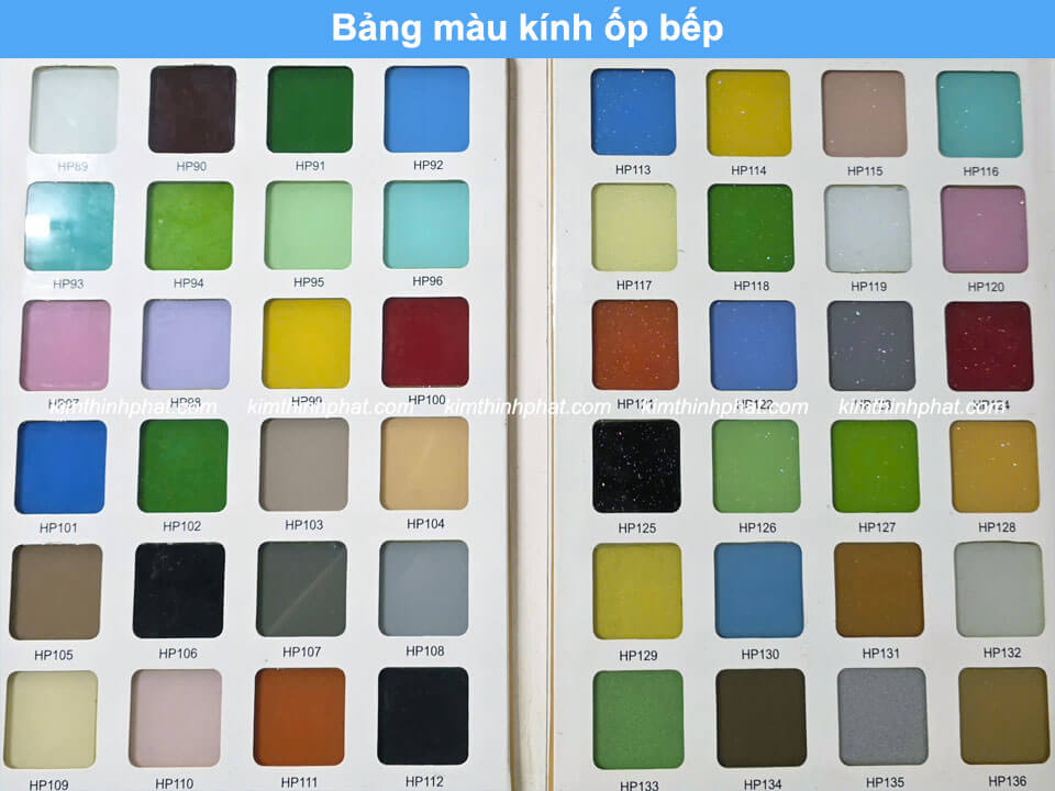 Bảng màu kính ốp bếp