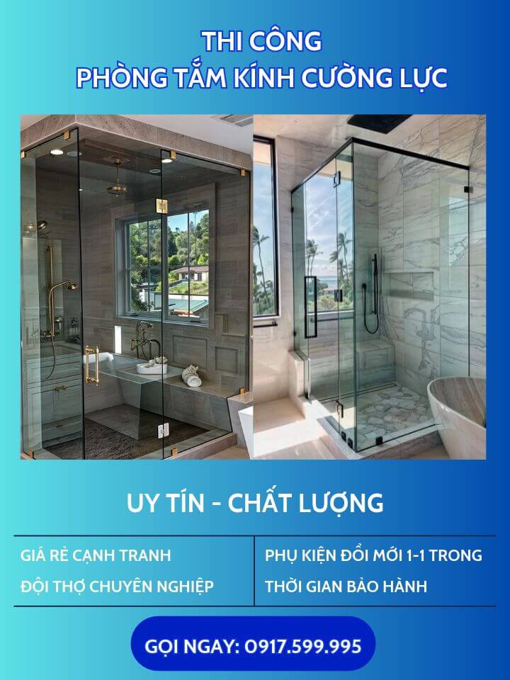 Thi công phòng tắm kính cường lực