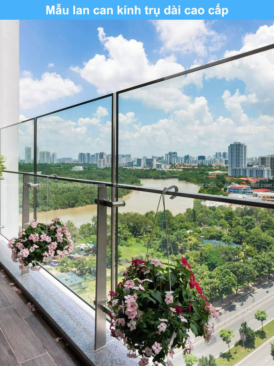 Lan can kính trụ dài cao cấp