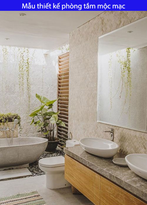 Mẫu thiết kế phòng tắm mộc mạc
