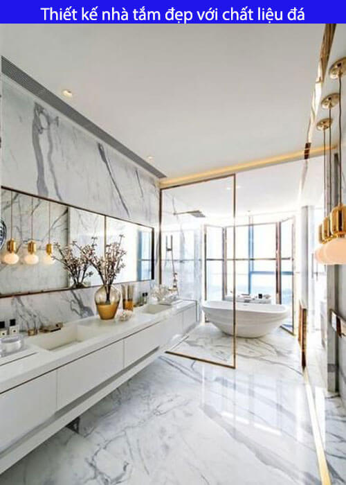 Thiết kế nhà tắm đẹp với chất liệu đá