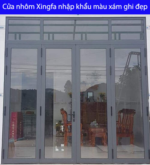 Cửa nhôm Xingfa nhập khẩu màu xám ghi đẹp
