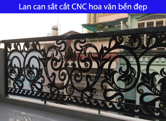 Lan can sắt cắt CNC hoa văn bền đẹp