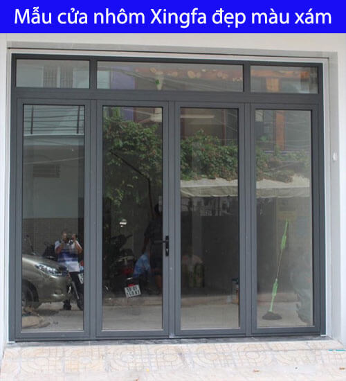 Mẫu cửa nhôm Xingfa đẹp màu xám