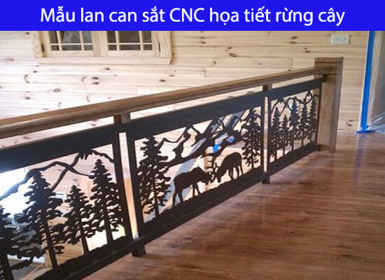 Mẫu lan can sắt CNC họa tiết rừng cây