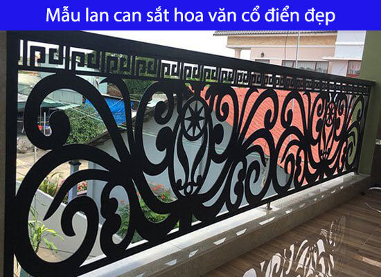 Mẫu lan can sắt hoa văn cổ điển đẹp