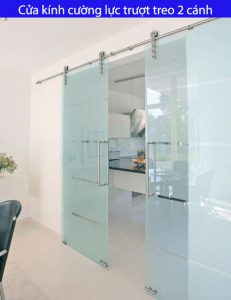 Cửa kính cường lực trượt treo 2 cánh