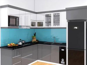 Mẫu tủ bếp acrylic chữ L đẹp