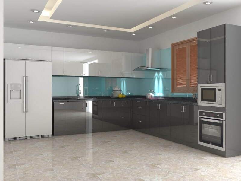 Tủ bếp L acrylic đẹp