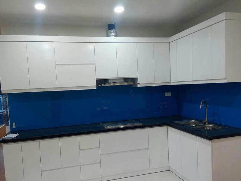 Tủ bếp chữ L melamine đẹp Tủ bếp chữ L melamine đẹp
