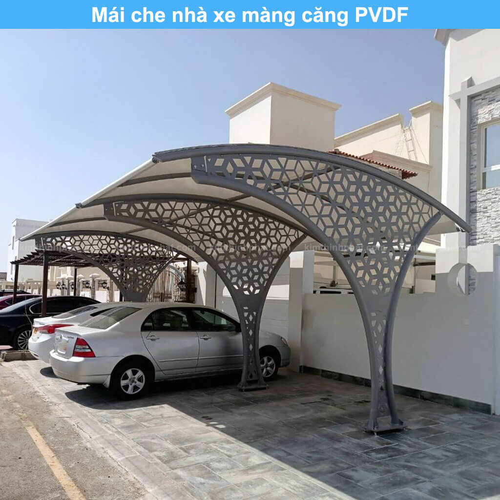 Mái che nhà xe màng căng PVDF