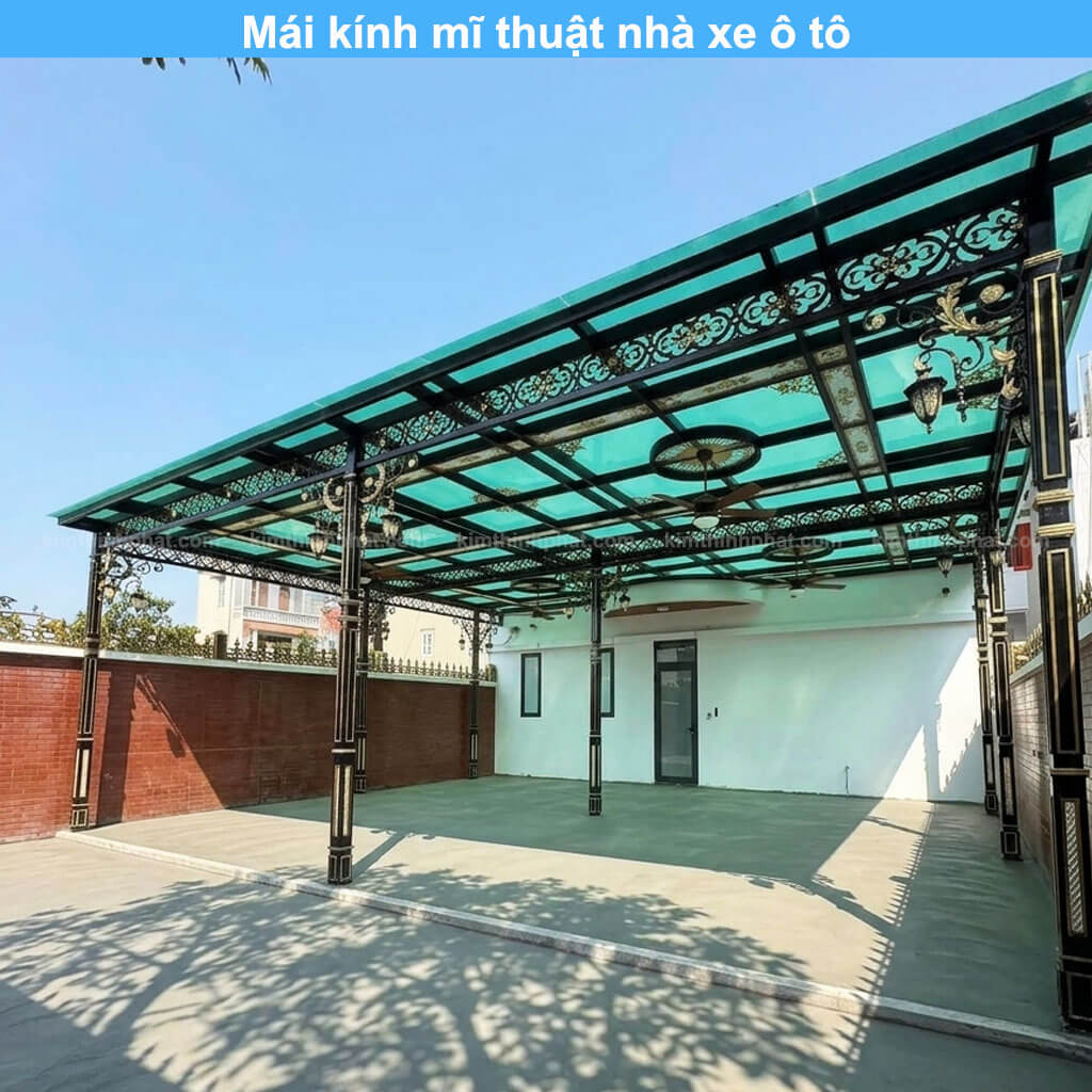 Mái kính mĩ thuật nhà xe ô tô